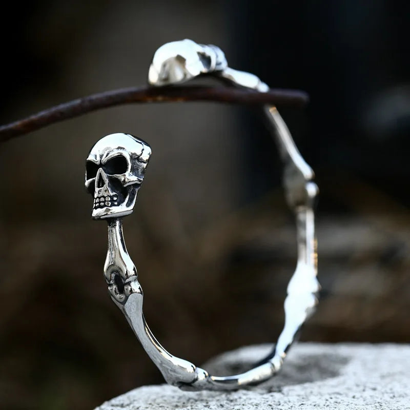 Death Grip Skull Bangle – Solid 316L Stainless Steel Viking Bracelet