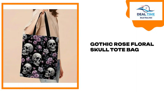 Gothic Rose Floral Skull Tote Bag by@Outfy