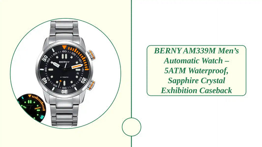 BERNY AM339M Men’s Automatic Watch – 5ATM Waterproof, Sapphire Crystal Exhibition Caseback by@Outfy