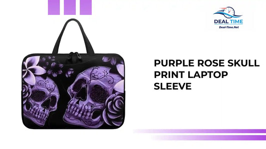 Purple Rose Skull Print Laptop Sleeve by@Outfy