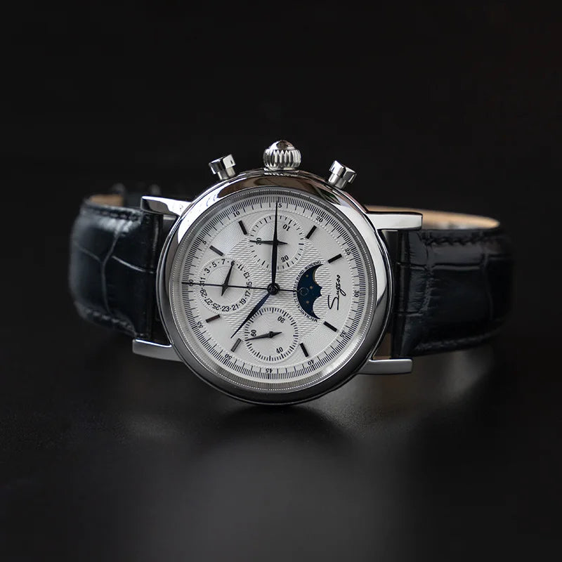Sugess MoonPhase Master – Mechanical Chronograph with Genuine Moon Phase, Seagull ST1908 Movement & Sapphire Crystal