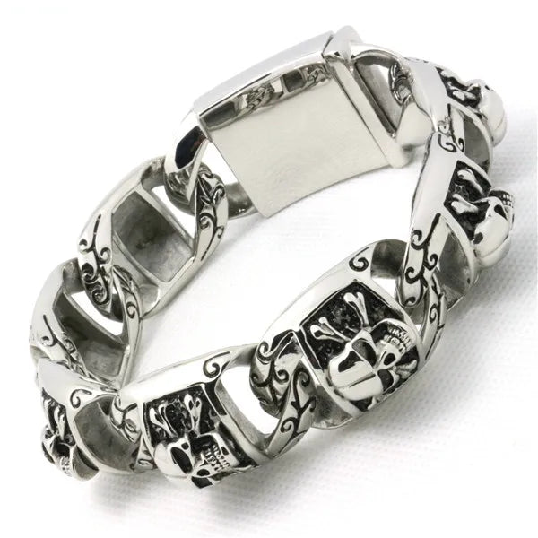 Gothic Skeleton Bracelet for Men - 316L Stainless Steel