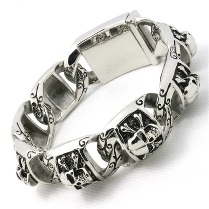 Gothic Skeleton Bracelet for Men - 316L Stainless Steel