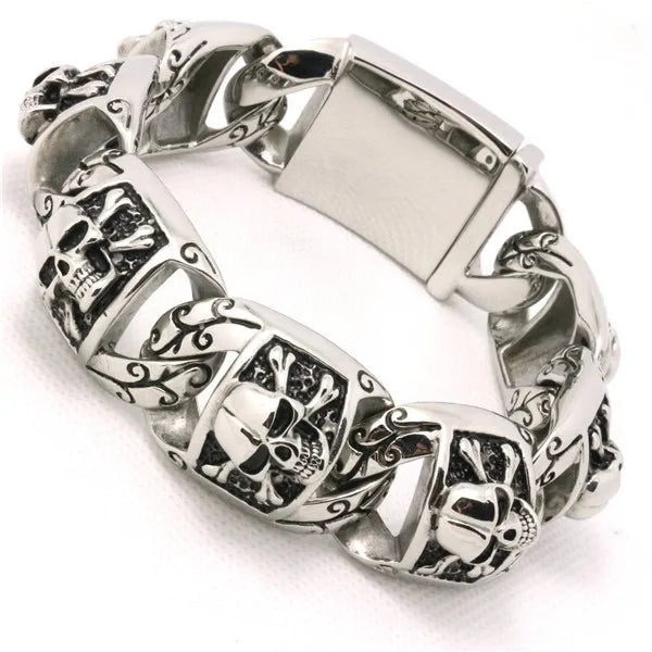 Gothic Skeleton Bracelet for Men - 316L Stainless Steel