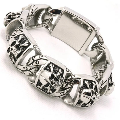 Gothic Skeleton Bracelet for Men - 316L Stainless Steel