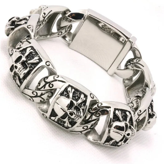 Gothic Skeleton Bracelet for Men - 316L Stainless Steel