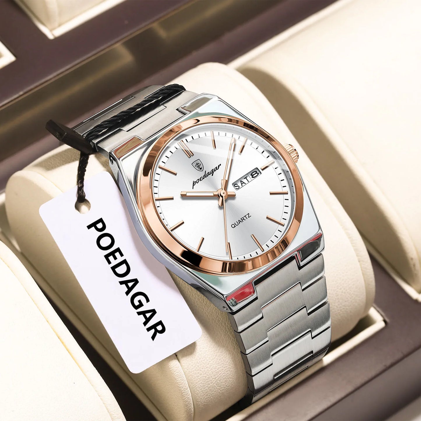 POEDAGAR Luminous, Waterproof Luxury Men's Quartz Wristwatch Day/Date