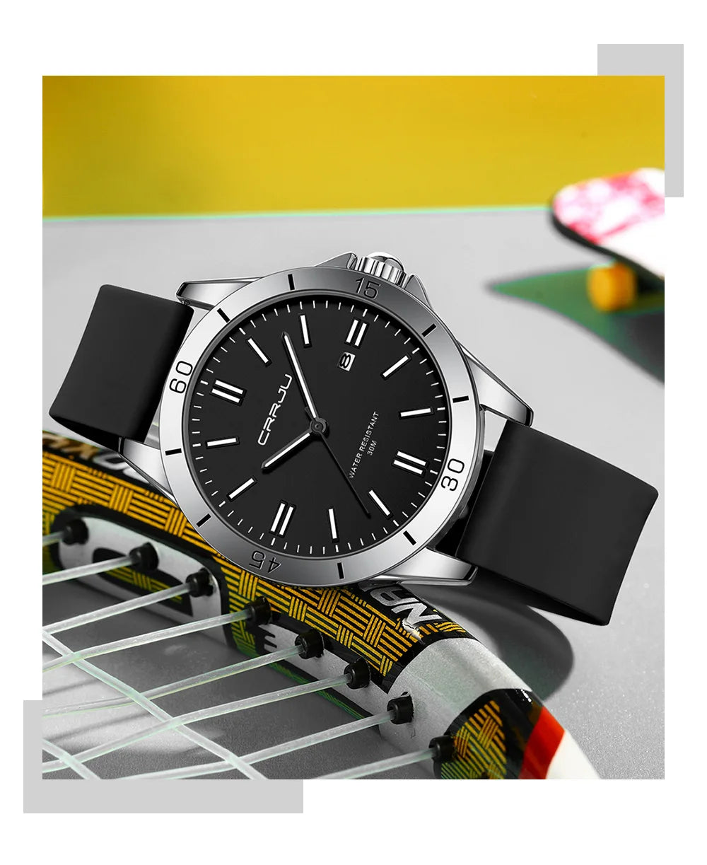 Sleek Sport Quartz Watch with Silicone Band