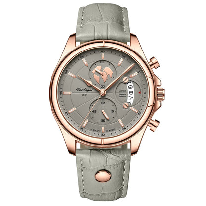 Luxury Men's Business Leather Quartz Watch – Waterproof with Chronograph and Date