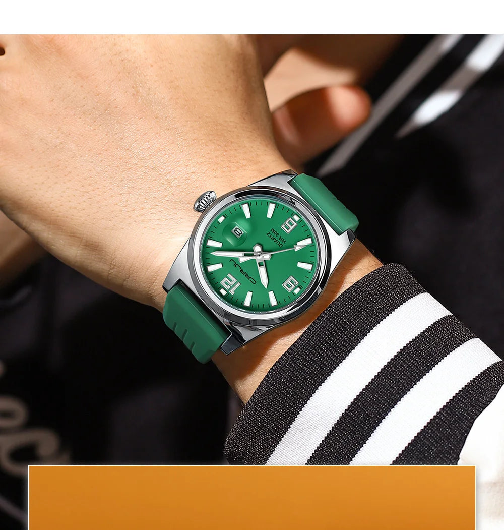 Luminous Sport Quartz Watch with Silicone Strap