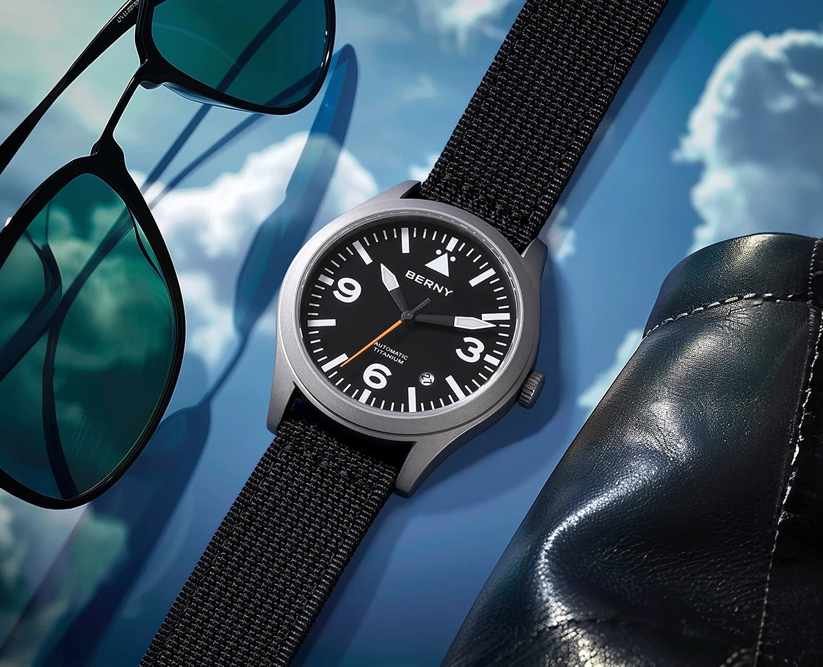 BERNY Titanium Automatic Field Watch – Mechanical Military Wristwatch with Sapphire Crystal