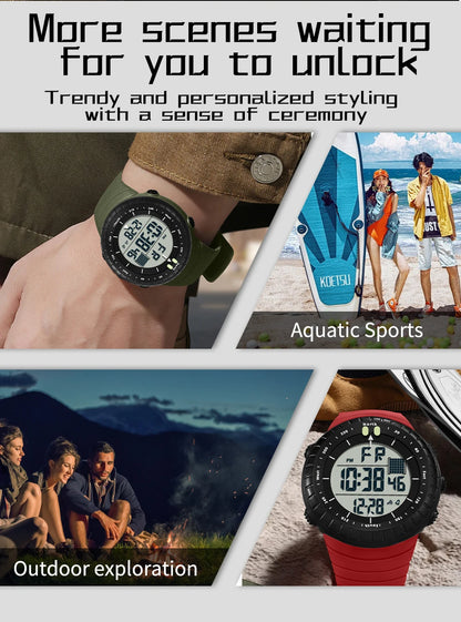 New Sports Electronic Watch LED Alarm Clock Multi functional Night Light & Waterproof