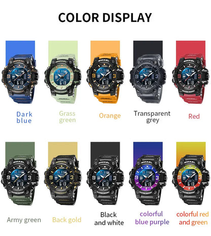 Sports LED Watch  with Light, Alarm Clock, Dual Time Display - Waterproof