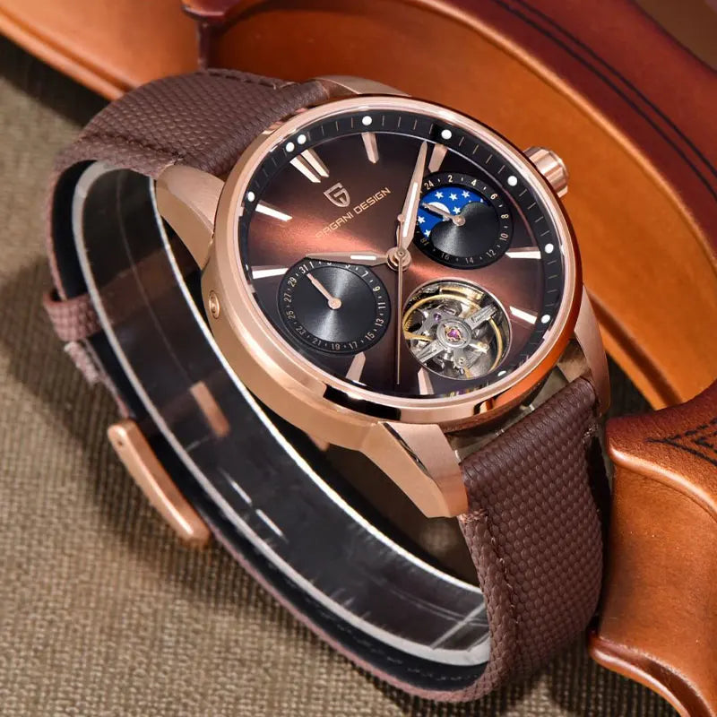 PAGANI DESIGN PD-YS021: Luxury Skeleton Automatic Watch – 100M Waterproof, Sapphire Crystal