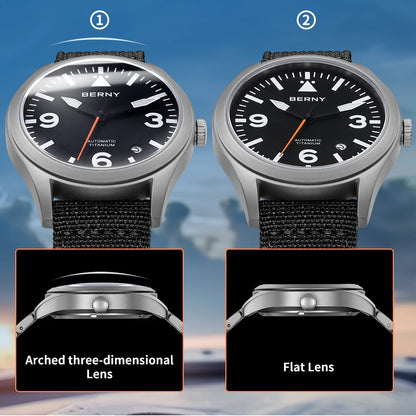 BERNY Titanium Automatic Field Watch – Mechanical Military Wristwatch with Sapphire Crystal