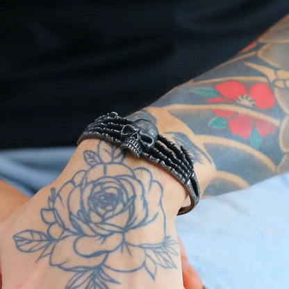 Death Grip Skull Bangle – Solid 316L Stainless Steel Viking Bracelet