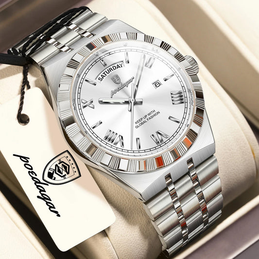 Classic Men's Day-Date Stainless Steel Quartz Watch