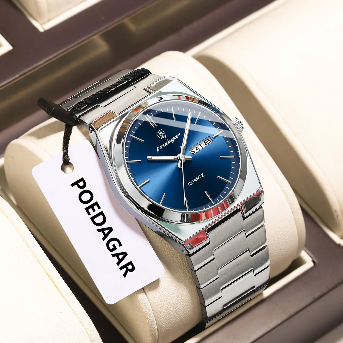 POEDAGAR Luminous, Waterproof Luxury Men's Quartz Wristwatch Day/Date