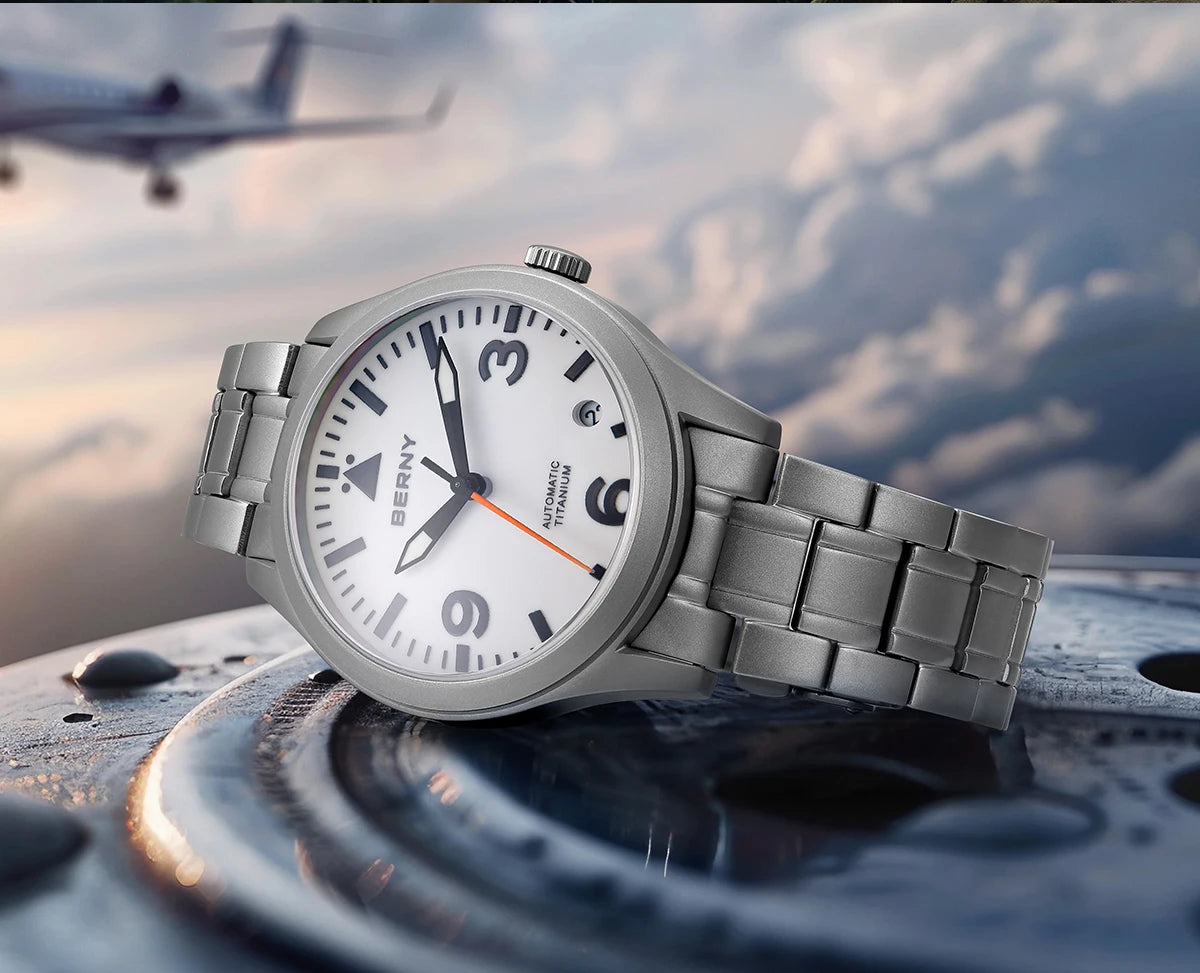 BERNY Titanium Automatic Field Watch – Mechanical Military Wristwatch with Sapphire Crystal