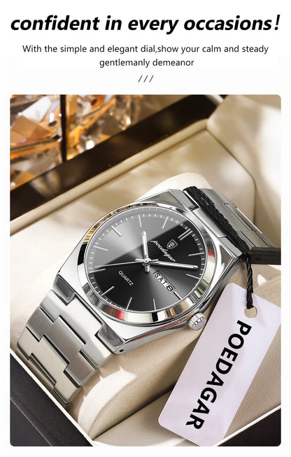 POEDAGAR Luminous, Waterproof Luxury Men's Quartz Wristwatch Day/Date