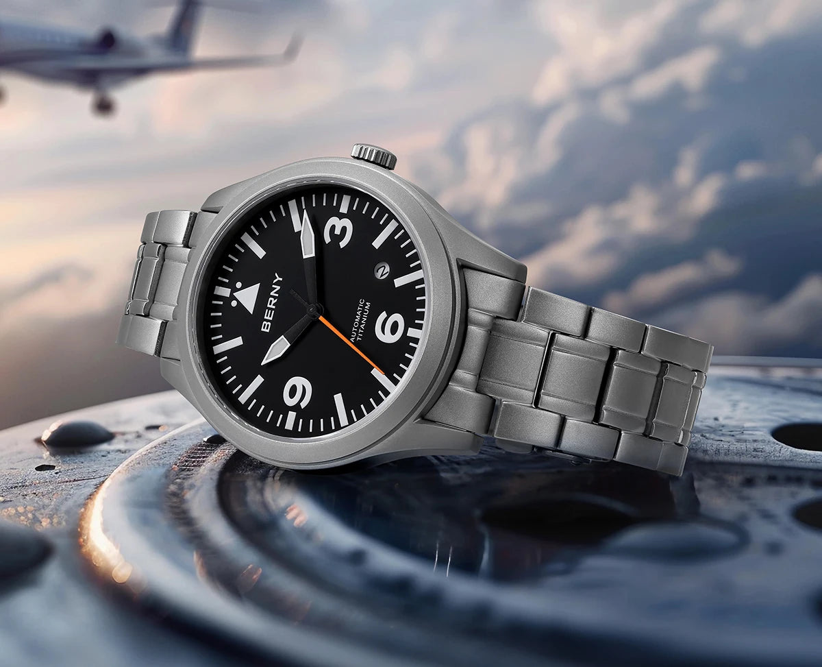 BERNY Titanium Automatic Field Watch – Mechanical Military Wristwatch with Sapphire Crystal