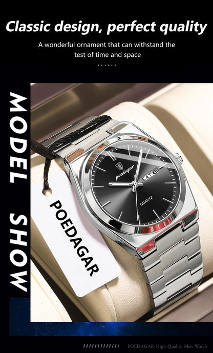 POEDAGAR Luminous, Waterproof Luxury Men's Quartz Wristwatch Day/Date