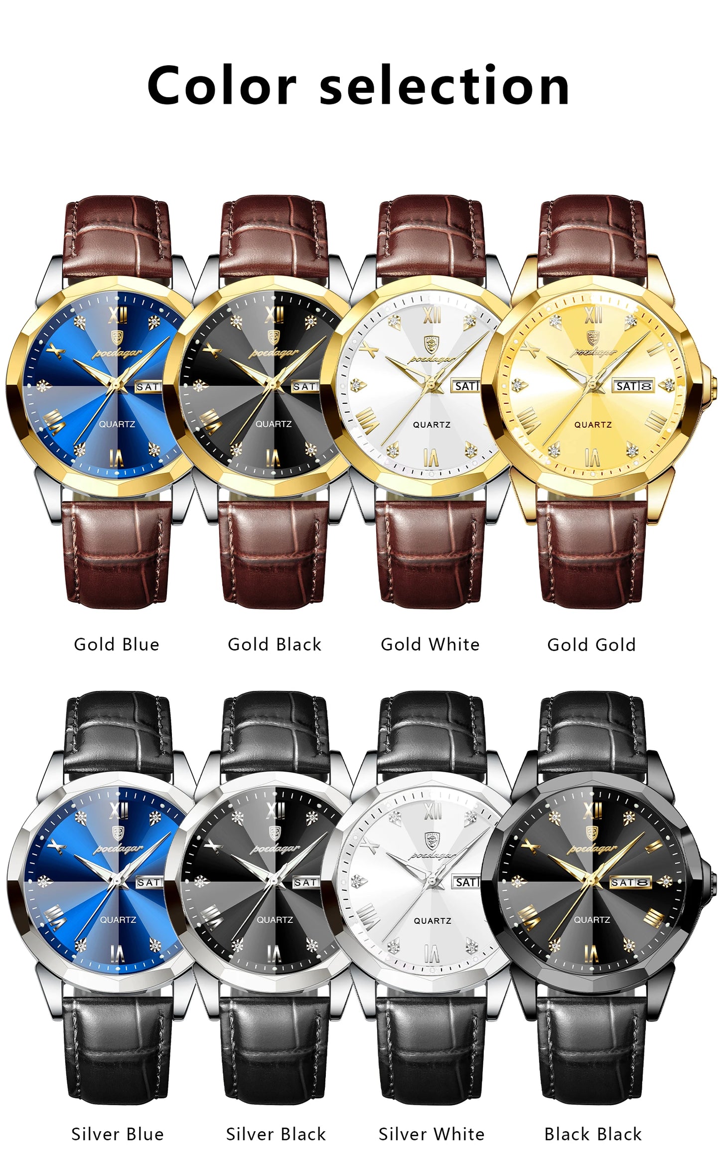 Classic Men’s Leather Quartz Watch – Day & Date
