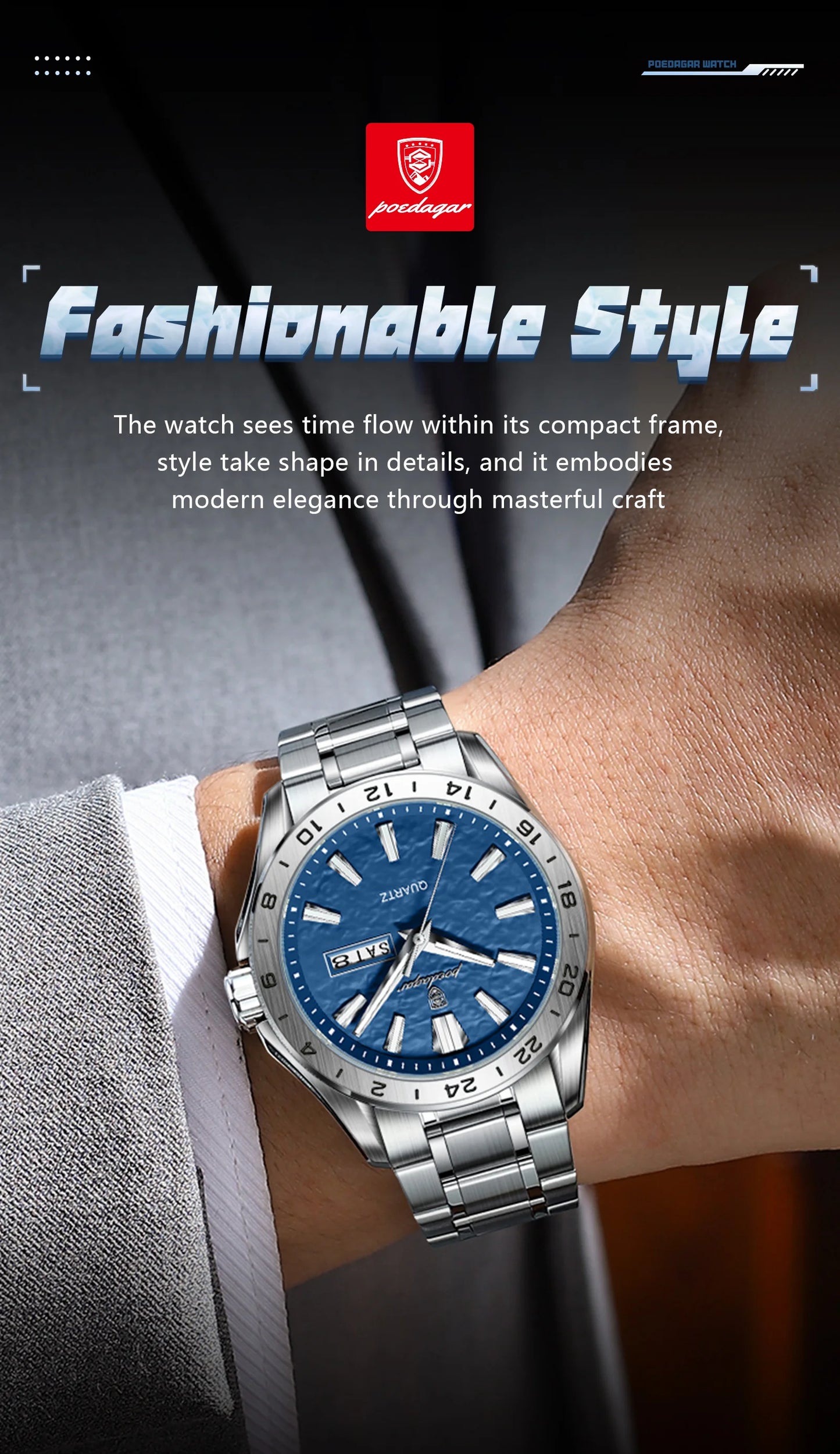 Poedagar "Wave-Dial" Sport Luxury – Day/Date Edition