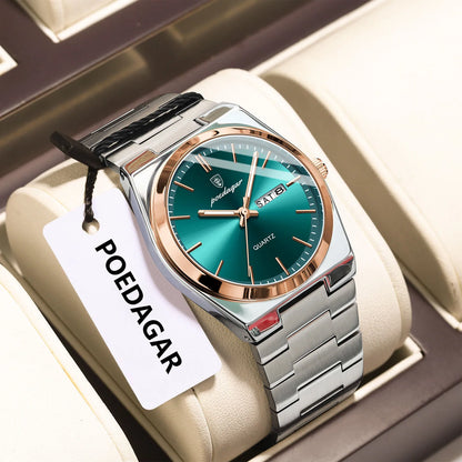 POEDAGAR Luminous, Waterproof Luxury Men's Quartz Wristwatch Day/Date