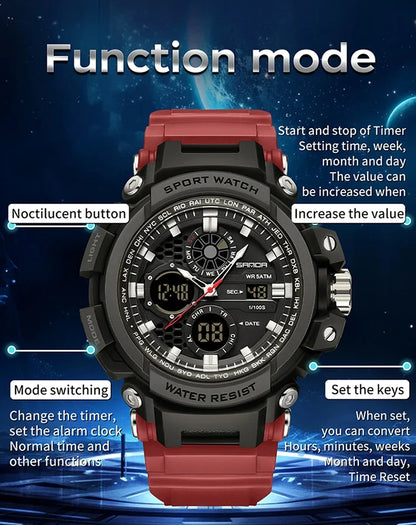 Sport Digital Watch Dual Display with Snooze & Alarm