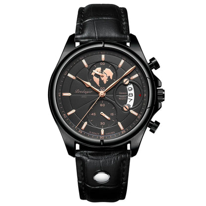 Luxury Men's Business Leather Quartz Watch – Waterproof with Chronograph and Date