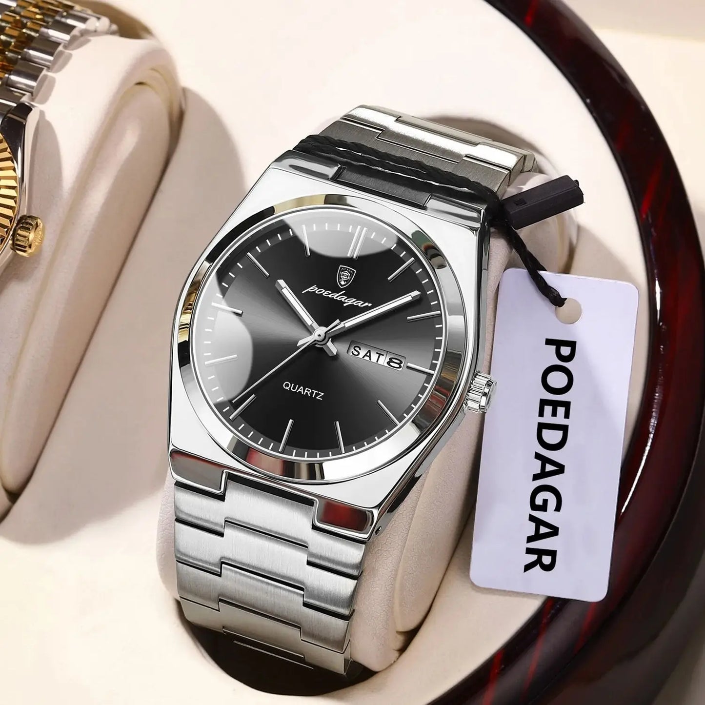 POEDAGAR Luminous, Waterproof Luxury Men's Quartz Wristwatch Day/Date