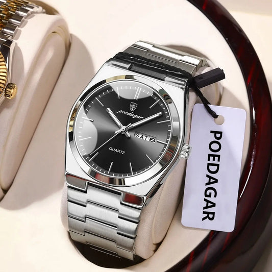 POEDAGAR Luminous, Waterproof Luxury Men's Quartz Wristwatch Day/Date