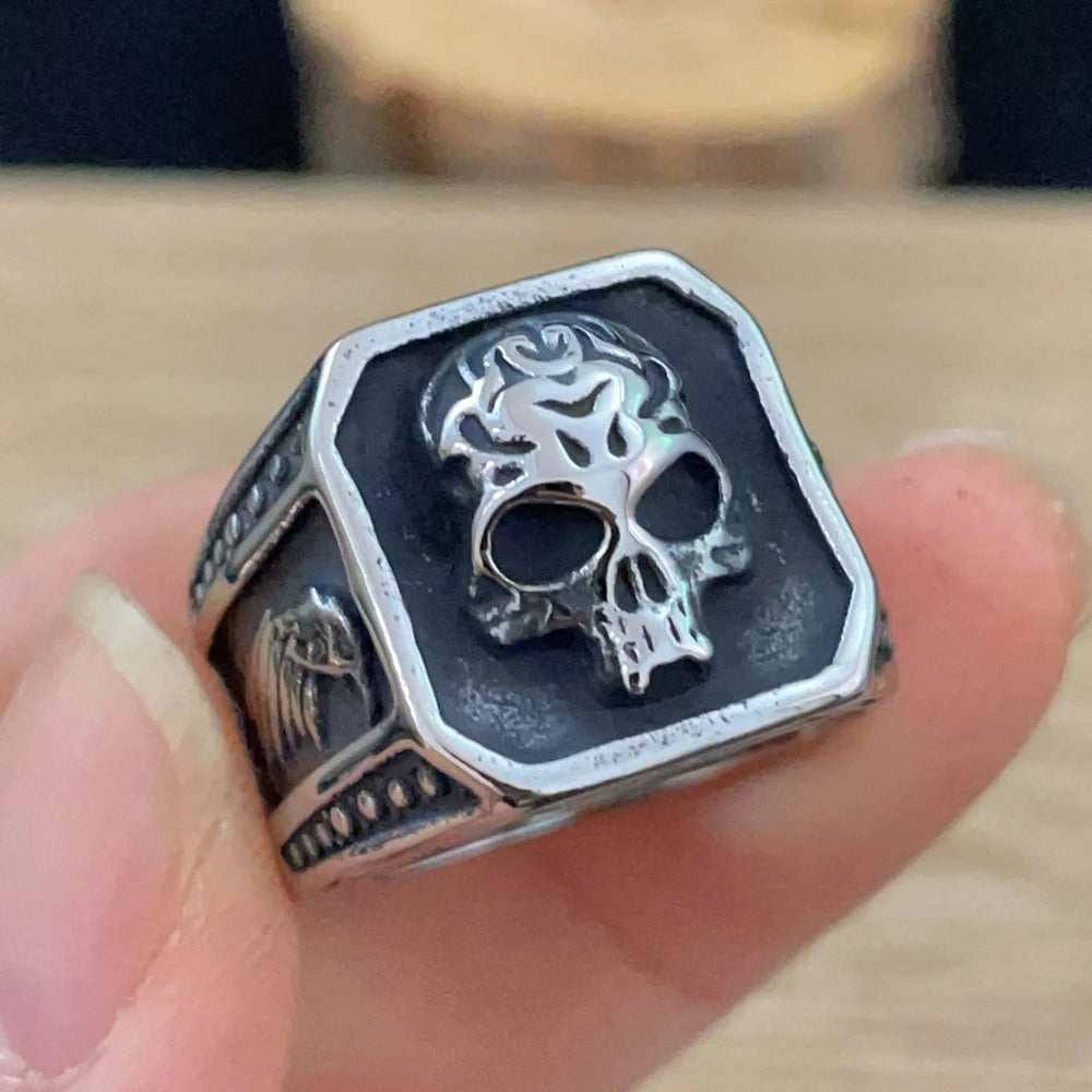 Gothic 316L Stainless Steel Skull Ring