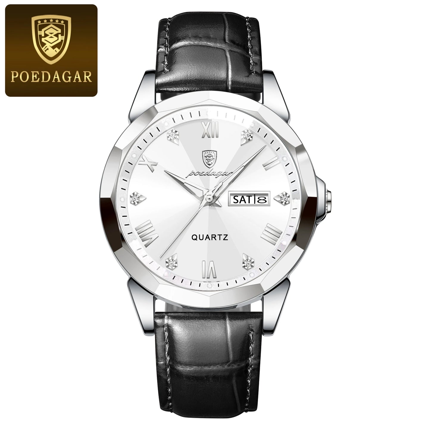 Classic Men’s Leather Quartz Watch – Day & Date