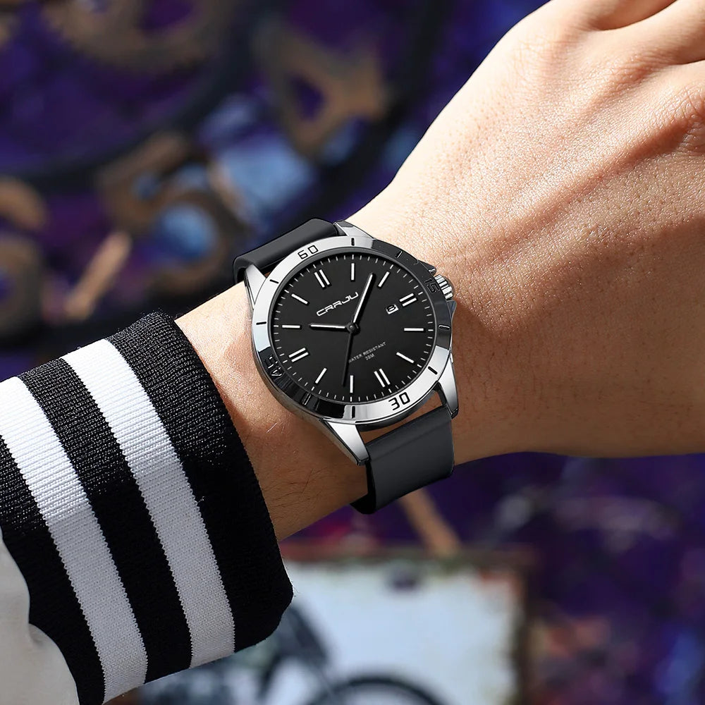 Sleek Sport Quartz Watch with Silicone Band