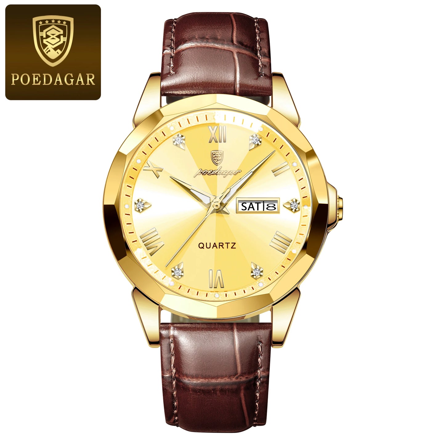 Classic Men’s Leather Quartz Watch – Day & Date