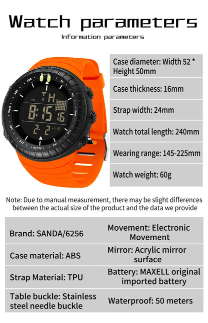 New Sports Electronic Watch LED Alarm Clock Multi functional Night Light & Waterproof