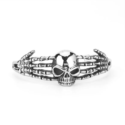 Death Grip Skull Bangle – Solid 316L Stainless Steel Viking Bracelet