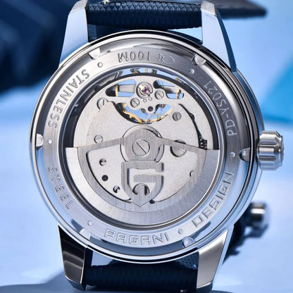 PAGANI DESIGN PD-YS021: Luxury Skeleton Automatic Watch – 100M Waterproof, Sapphire Crystal
