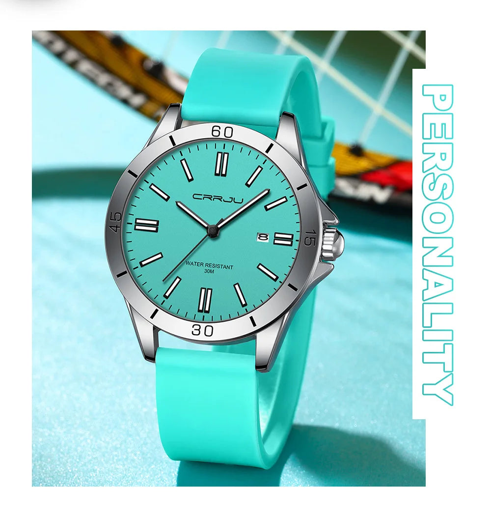 Sleek Sport Quartz Watch with Silicone Band
