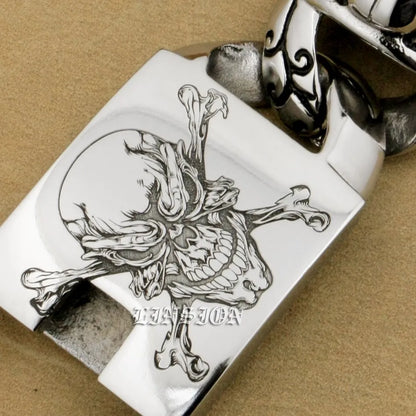 Mens Heavy Pirate Skull Bracelet - 316L Stainless Steel