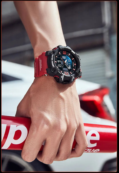 Sports LED Watch  with Light, Alarm Clock, Dual Time Display - Waterproof