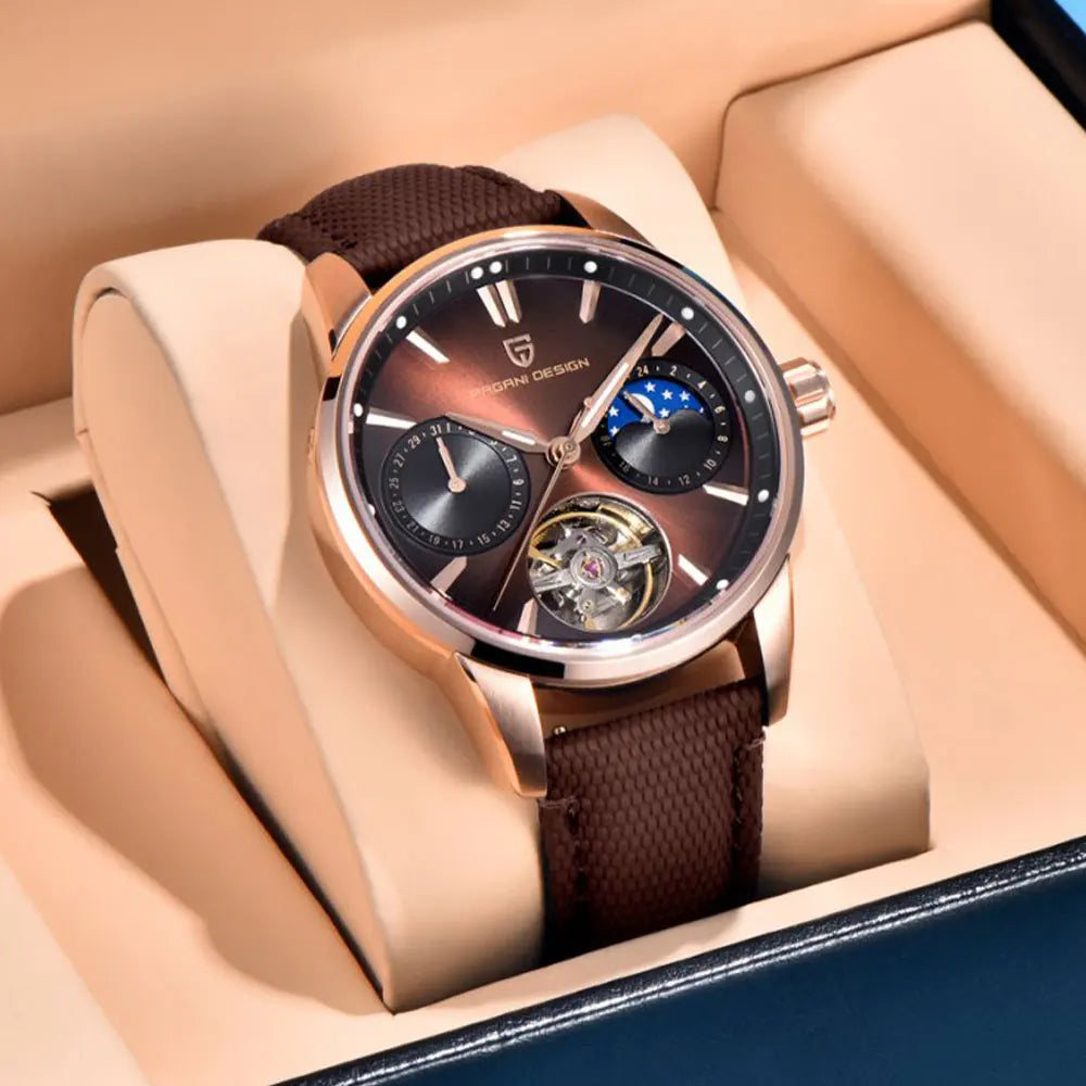 PAGANI DESIGN PD-YS021: Luxury Skeleton Automatic Watch – 100M Waterproof, Sapphire Crystal