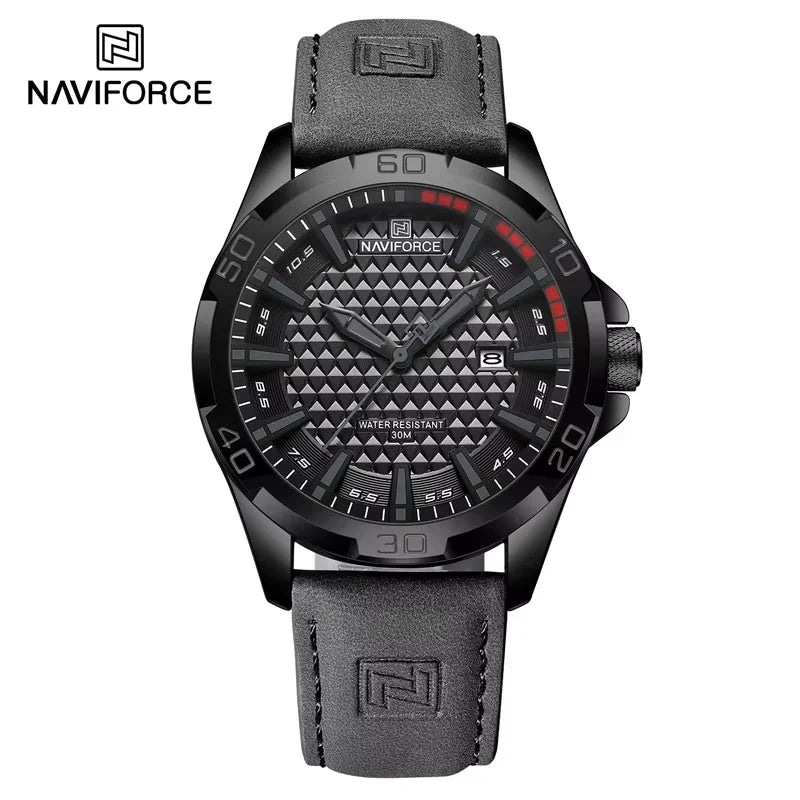 Waterproof Sports Quartz Calendar Watches Leather Strap