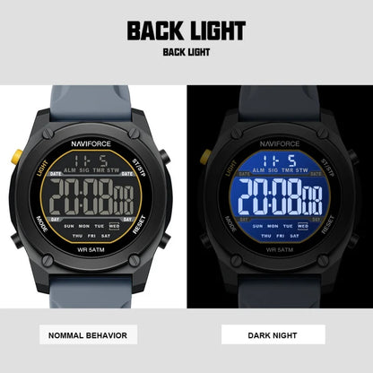 Men's Digital Sports Watch 50M Waterproof HD Electronic Screen with Alarm