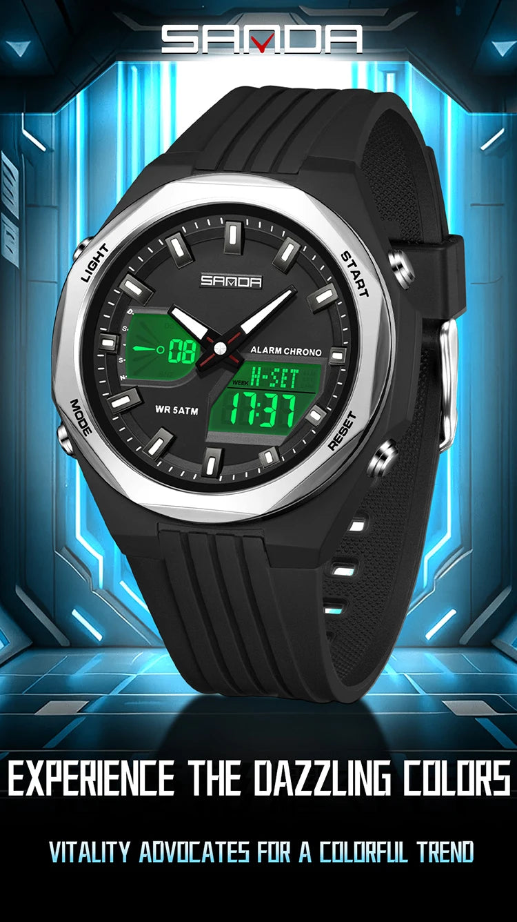 Double Display Sports Watches Luminous Multifunction Waterproof Outdoor quartz watch