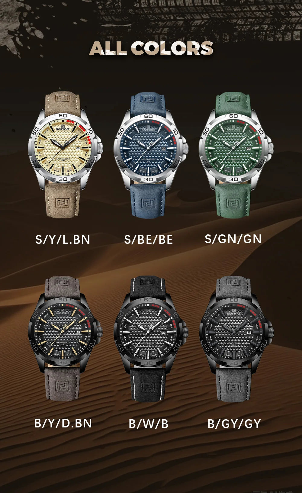 Men's Quartz Sports Watch Shockproof Waterproof Leather Strap with Calendar