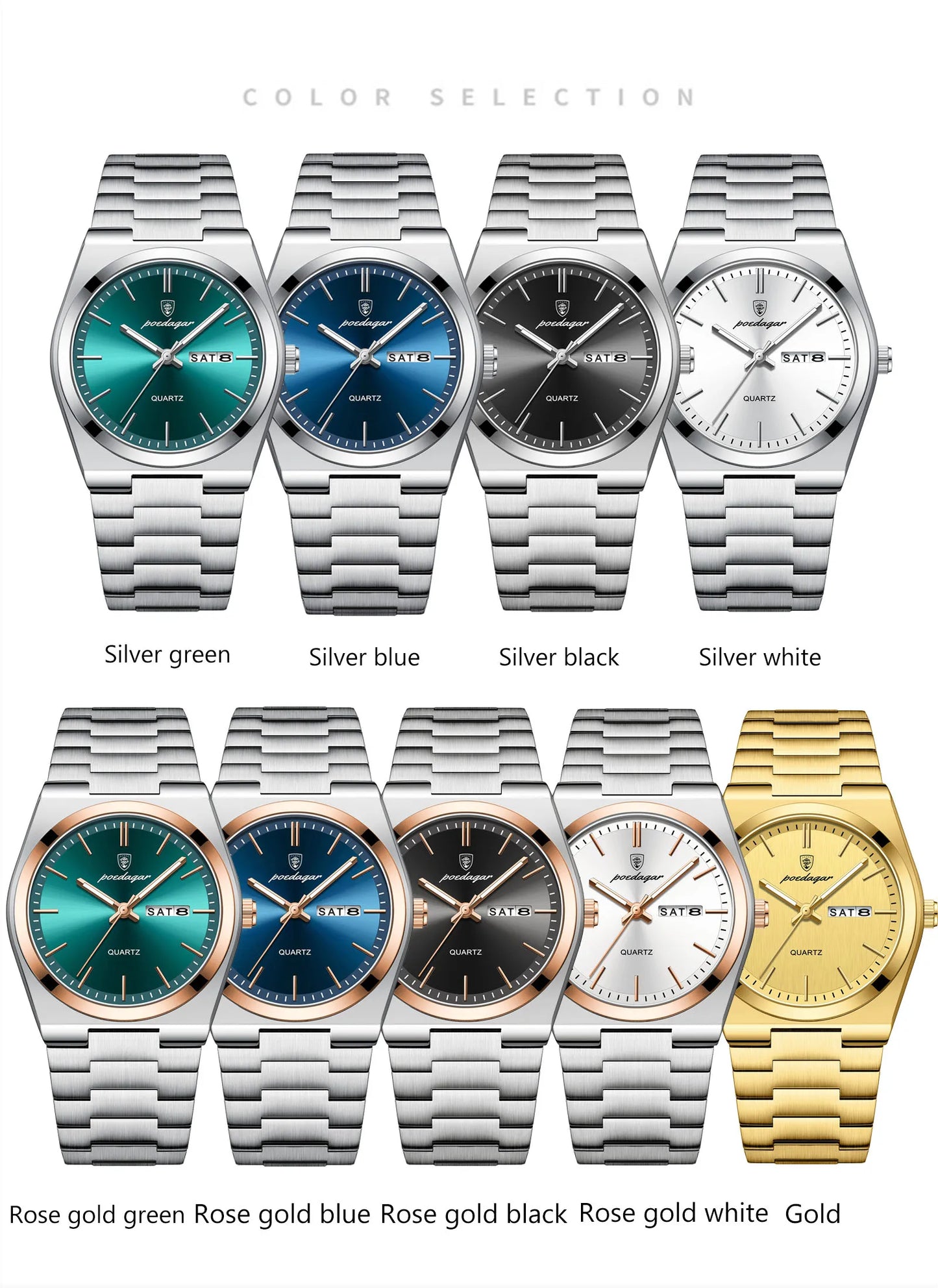 POEDAGAR Luminous, Waterproof Luxury Men's Quartz Wristwatch Day/Date