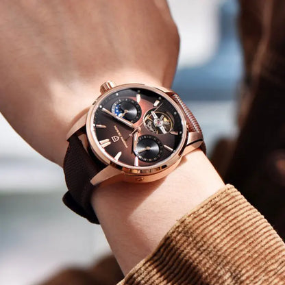 PAGANI DESIGN PD-YS021: Luxury Skeleton Automatic Watch – 100M Waterproof, Sapphire Crystal